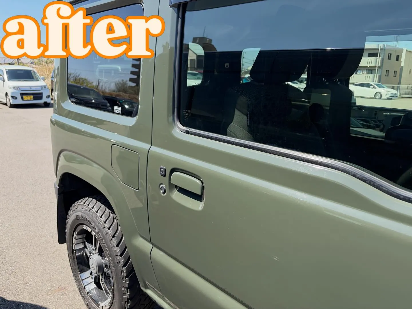 ジムニー、リアフェンダーキズ修理。